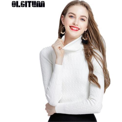 Winter Autumn Womens Sweater Slim Long Pullover Sweater High-necked Twisted Rope Twist Sweater Size S-XXL SW681