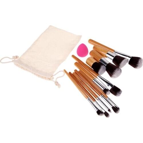 1Pcs Cosmetic Pen Professional Makeup Brushes Cosmetic Powder Eye Shadow Foundation Blush Beauty Make Up Brush + Sponge Puff