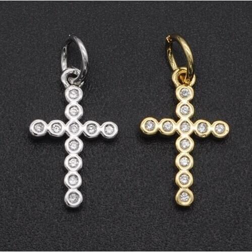17x9mm 100% CZ Zircon DIY Jewelry Cross Charm Pendant Wholesale Top Quality Jewellery Accessories Bracelet Making Charm