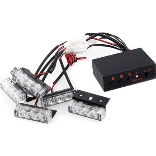 18 LED Car Front Grille Emergency Strobe Flash Warning Lights Lamp Bar Set DC 12V 3W for Universal Cars SUV Vans Trucks