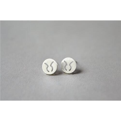 30Pair Taurus Earrings Signs 12 Star Zodiac Constellation Earrings Horoscope Astrology Cirlce Round Disc Stud Earrings