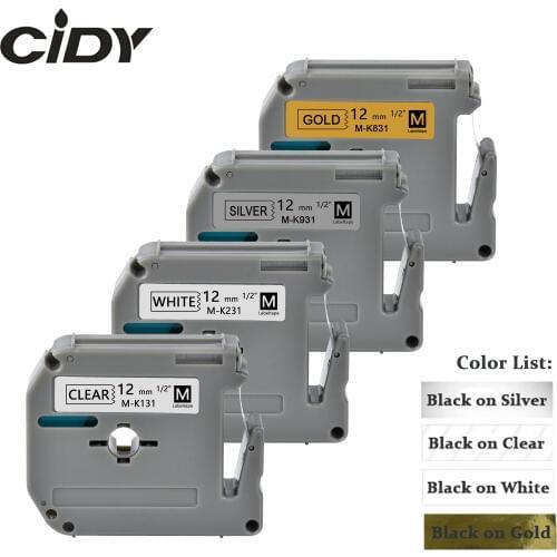 4 Tape MK131 MK231 MK831 MK931 12MM thermal label tape ribbon for Brother P-touch Labeler PT-80 PT-90 PT-70 PT-65