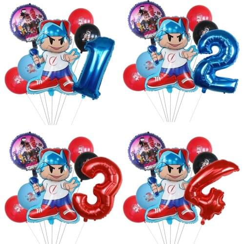 7pcs Friday Night Funkin 30'' Number 1 2 3st Balloon Birthday Party Decorations Kids Halloween Navidad Party Supplies Home Decor