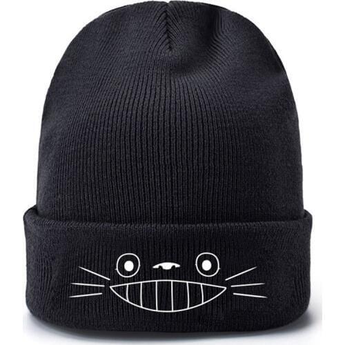 My Neighbor Totoro No Face Man Baseball Caps Knitted Winter Warm Hats Men Women Boys Girls Elastic Black