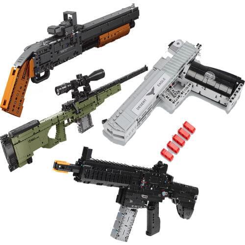 Guns Submachine Big Kits M4A1 UZI Kar 98K M6 model Building Blocks bricks SWAT Military WW2 World Weapon War 2 Sniper Rifle toys