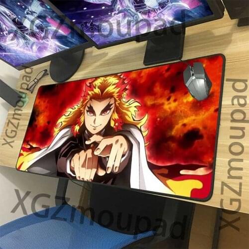 XGZ Anime Large Mouse Pad Black Exquisite Lock Edge Demon Slayer Kimetsu No Yaiba Computer Desk Mat Non-slip 900x400/600x300 Xxl