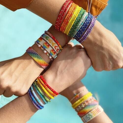 Go2boho Miyuki Bracelets For Girl Gift Boho Cloth Bracelet For Women 2021 Rainbow Pulseras Lover Jewellery Handmade Jewelry