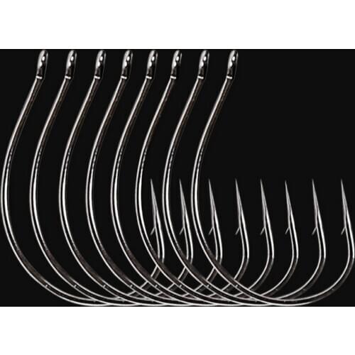 Black Nickel Fishing Hook Worm WACKY RIG Lure Soft Bait Fishhook 8 Pieces Bag Hooks Size 1# 2# Drop-shot Rig