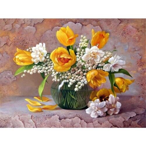 Flowers DIY Cross Stitch 11CT Embroidery Kits Needlework Craft Set Printed Canvas Cotton Thread Home Decoration New Sale