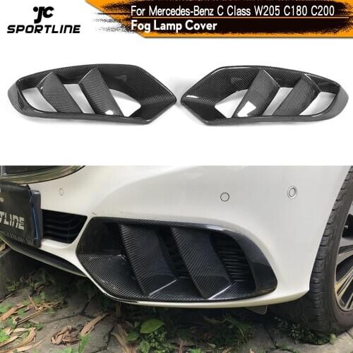 For Mercedes-Benz W205 Base Sedan C180 C200 2015 - 2018 C Class Front Bumper Air Vent Outlet Cover Trim Mesh Carbon Fiber / FRP