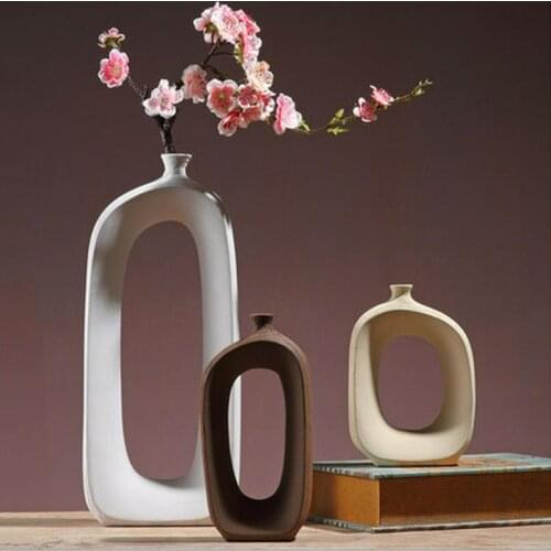 Ceramic Flower Vase Nordic LivingRoom Porch Shelf Decoration Dry Flower Bottle Arrangement Vases Furnishing Articles Home Decor