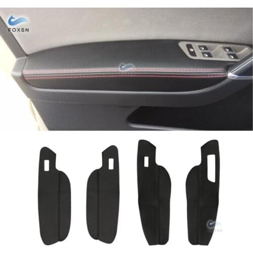LHD For VW Golf 7 2014 2015 2016 2017 2018 4pcs Car Door Handle Armrest Panel Microfiber Leather Protective Cover Trim