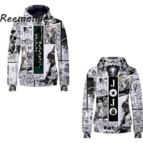 JOJOS Bizarre Adventure Hoodies Cosplay Costume Sweatshirts Joestar JoJo Cos Harajuku Hooded Casual Zipper Coat Outfit Men Boy