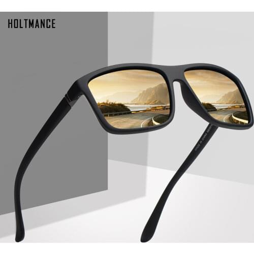 HOLTMANCE Brand Polarized Sunglasses For Men Plastic Oculos de sol Mens Fashion Square Driving Eyewear Travel Sun Glass