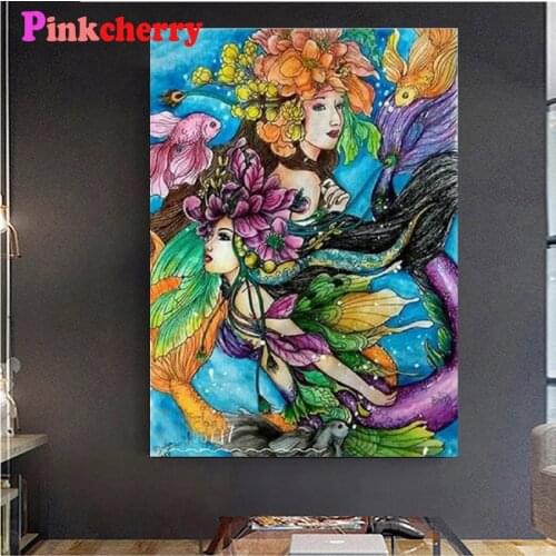 Mermaid Full Square Round Stones 5D DIY Diamond Painting Set Diamond Mosaic Embroidery Rhinestone Picture Dropshipping P63