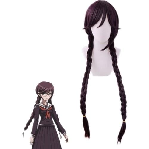 Danganronpa Touko Fukawa Toko Dark Purple Long Braids Wig Cosplay Costume Dangan Ronpa Heat Resistant Synthetic Hair Wigs