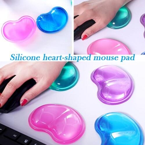 Mouse Wrist Rest Heart Shaped Silicone Cool Hand Cushion Soft Pad Durable Office Palm/Hand/Wrist Pain Relief Support Mouse Pads