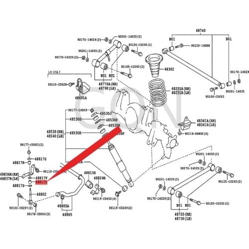 Stabilizer bar cushion (for the rear stabilizer bar linkage) 2007-Toy ota LAN DCR UIS ER rear balance bar rubber particles