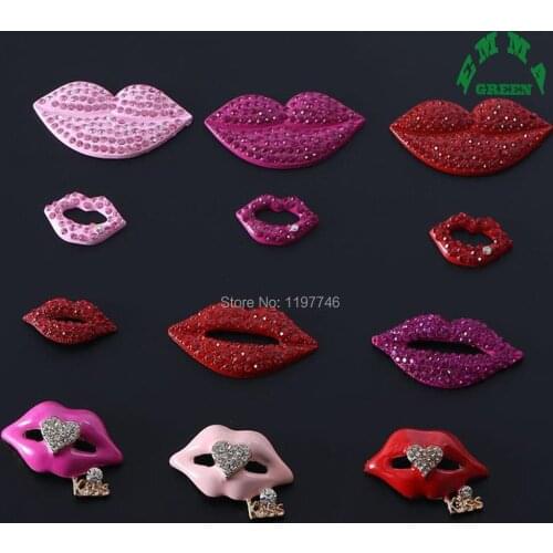 Charms for Jewelry making Rhinestone Charms Pendants 3pcs Sexy Kiss Lips Charms Crystal Charms Embellishment Charms Pendant