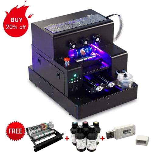 Full Automatic A4 Size UV Printer 6 Color For Leather Phone Case PVC Acrylic Plate Wooden Metal UV Flatbed Printer With UV Ink