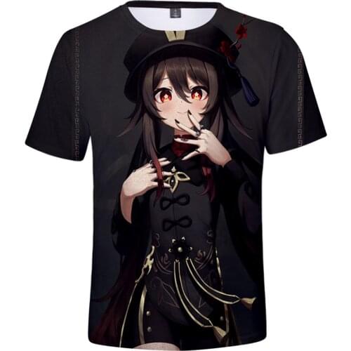 Hot game Genshin Impact Hu Tao fashion t shirt for Boys/girls print 3D t shirt summer short sleeve t shirts male Kids t shirts