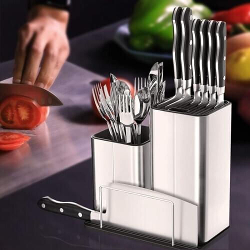 Hot Kitchen Universal Knife Block Utensil Holder Set Flatware Holder Organized Holds Up to 12 Knives Spatula Forks