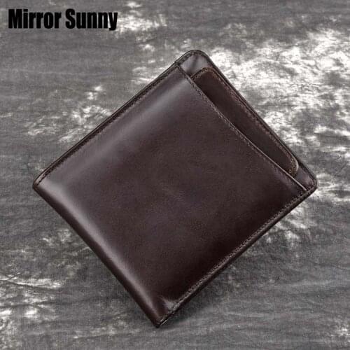 Genuine Leather Wallet For Men Women Head Cowhide Mens Short Vertical Mini Purse Handmade Ultra-thin Driving License Wallet