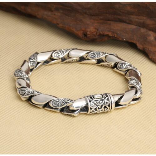 Handmade Thailand 925 Siilver Bracelet Sterling Silver Man Bracelet Pure Silver Chain Bracelet