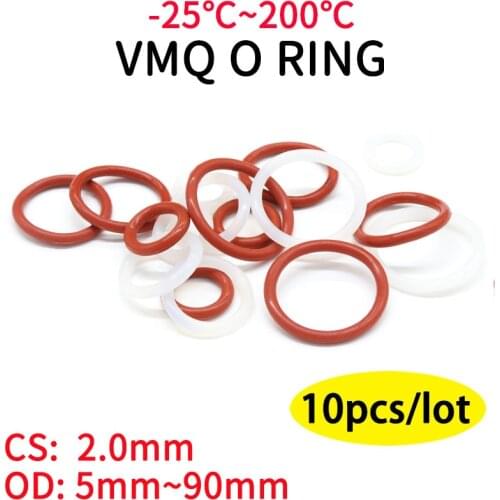 10pcs White Silicone Ring Gasket CS 2mm OD 5 ~ 80mm Food Grade Waterproof Washer Rubber silicone gasket o-ring rubber ring