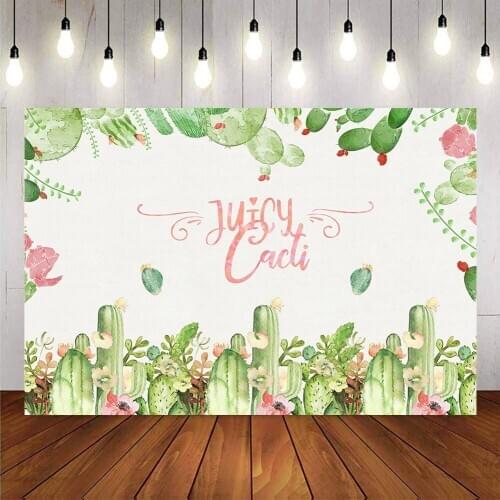 Juicy Cacti newborn baby shower backdrop for photography studio Fiesta Mexico party photo background supplies girls birthday