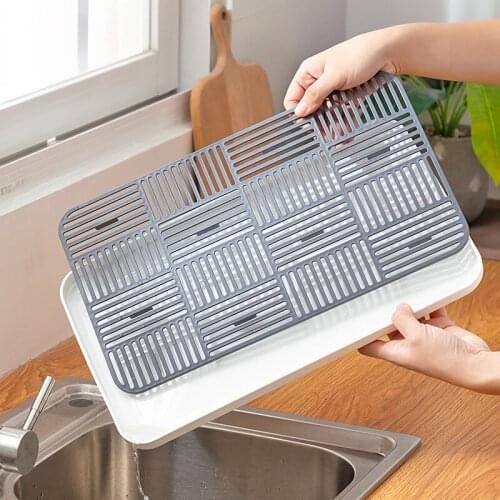Kitchen Drain Tray, Double-layer Bottle Cups and Bowls Tableware Drain Rack, Plastic Tableware Drying Rack, Kitchen Sink Sponge