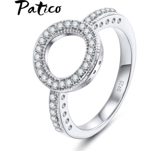 Top Vendeur New Statement Round Design Europe Women Rings 925 Sterling Silver Metal Knuckle Rings Rhinestone Wedding Jewelry