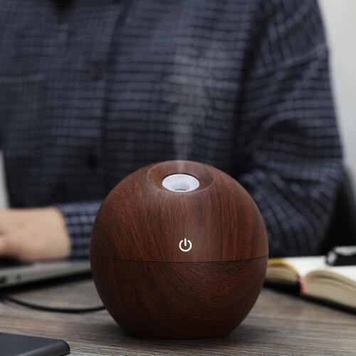 USB Ultrasonic Humidifier LED wood Grain Aroma Diffuser Aroma Essential Oil Diffuser 130ML Aromatherapy Mist Maker