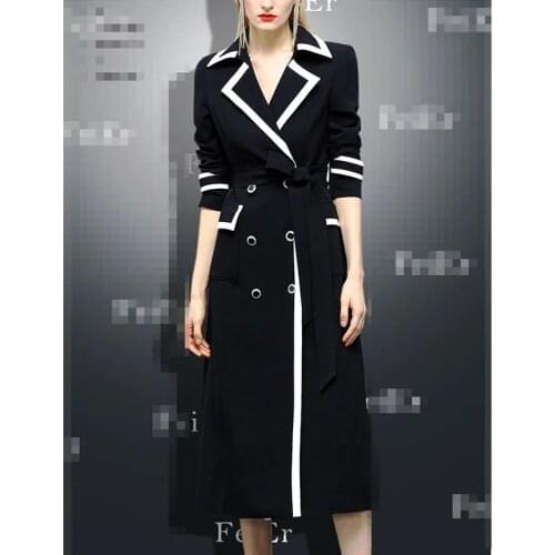 Counter With The Same Windbreaker Female Temperament Suit Autumn 2021 New Long Style Contrast Color High-Quality Waist Coat D59
