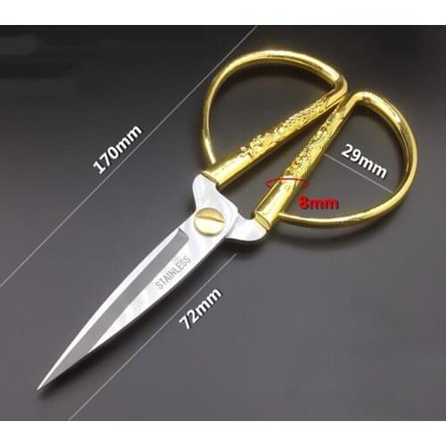 High Quality Gold Plated Dragon Phoenix Sewing Tailor Scissors Short Cutter Handicrafts DIY Handmade Art Sewing Supplies