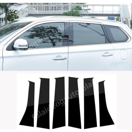 6pcs For Mitsubishi Outlander 2013-2020 Black Door B,C Pillar Mirror Plate Molding decoration Car Styling Accessories