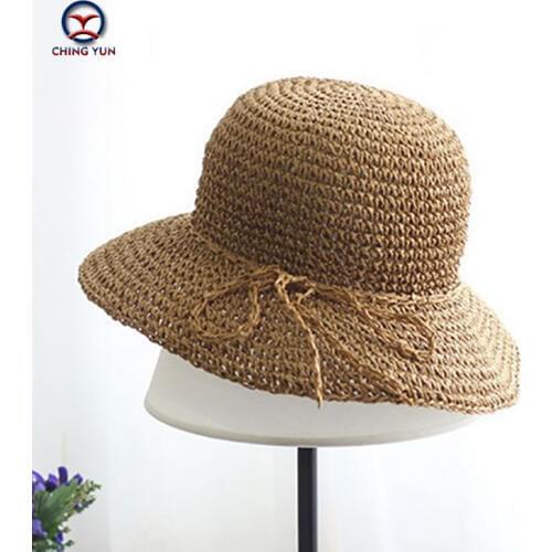 CHING YUN Summer Women&childhat 2019 sun hat Lafite straw brim beach Handmade hat Sunscreen Seaside travel Vacation leisure hat