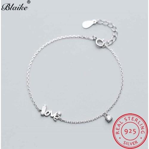Cute Love Letters Bangles Bracelets For Women 925 Sterling Silver Chains Bracelet Wedding Adjustable Bangle Zircon Hand Jewelry
