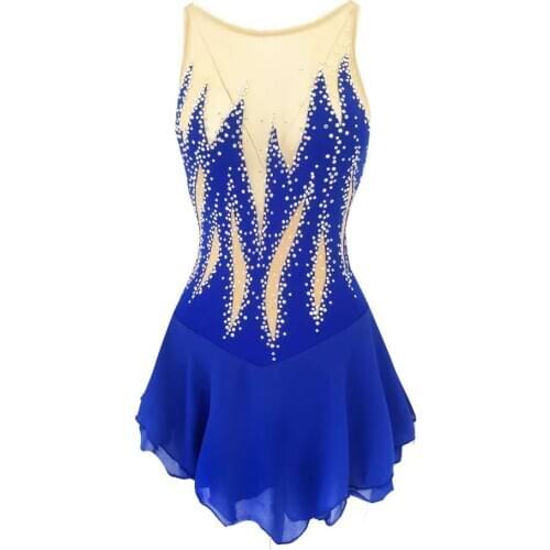 LIUHUO Women rhythmic gymnastics leotards girls performance suit Artistic gymnastics Ice Skating dress Ballet Dance Blue Kids