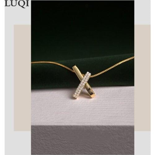 Womens Fashion S925 Silver Platinum Plated Simple Zircon Unknown Activity X Pendant Light Luxury Necklaces XL304