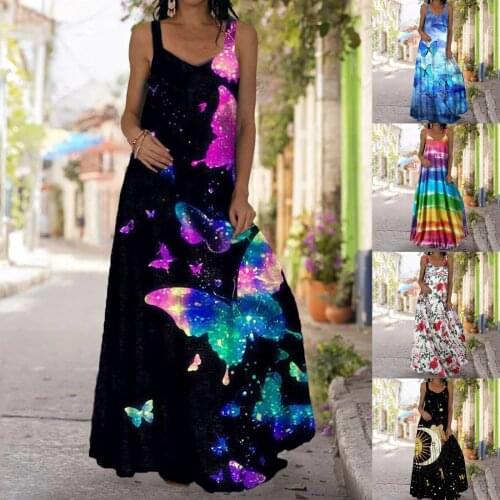 Womens Casual attractive Maxi Dress Print V-Neck Sexy Luxury Dress Elegant Bohemian Retro Vestido señoras Kaftan Beach Dresses