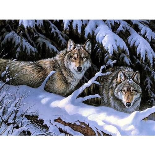 Wolf Animal DIY 11CT Cross Stitch Embroidery Kits Needlework Craft Set Printed Canvas Cotton Thread Home Decoration New Sell