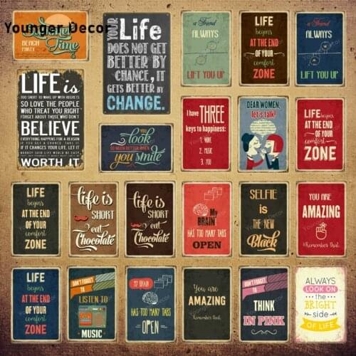 Life Is Short Metal Poster Listen To The Music Vintage Tin Signs Wall Plate Pub Bar Home Decorative Painting Plaque YI-232