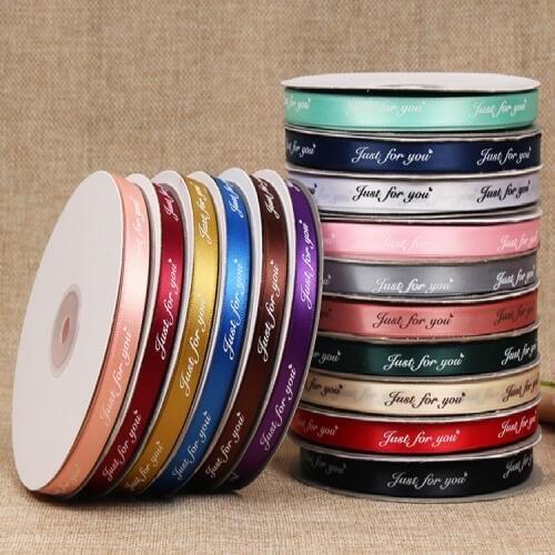 10mm Gift Ribbon print "Just for you" satin ribbon romantic floral material flower gift packing accessories DIY handmade Ribbons