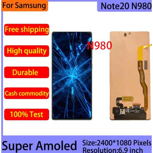 100% Original 6.7'' Display Note 20 For Samsung Galaxy Note20 N980 N980F LCD with Touch Screen Digitizer replacement+Frame