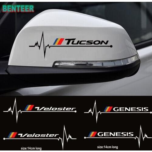 2pcs/lot Reflective Car rearview mirror sticker For Hyundai TUCSON Elantra SONATA GENESIS SOLARIS VEOSTER TRITON ACCENT