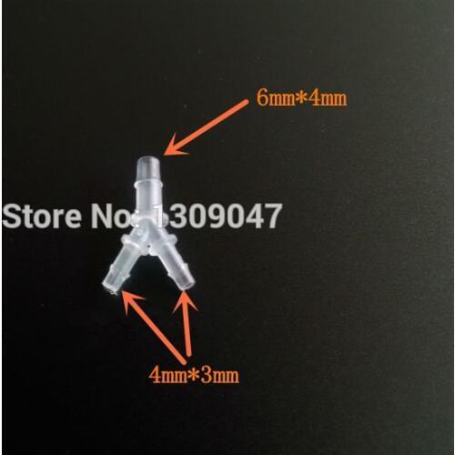 20pcs/lot Plastic ink tube connector Eco solvent printer tube connector 6X4mm to 4X3mm Mutoh Roland Mimaki Y shaped connectors