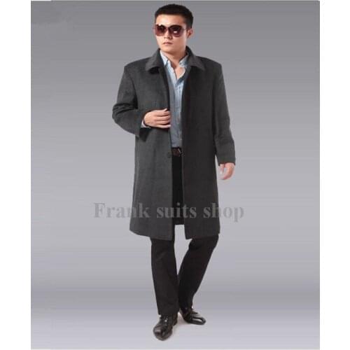 Custom made 2017 Fall grey winter male design woolen long coat men cashmere long overcoat/plus size coat