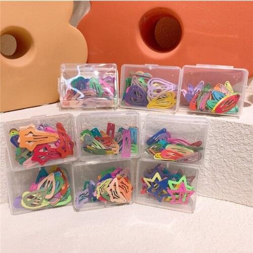 25Pcs/Box Cute Cartoon Heart Star Type Metal Candy Color Baby BB Clips Girls Hairpins Hair Clip Kids Headwear Hair Accessories