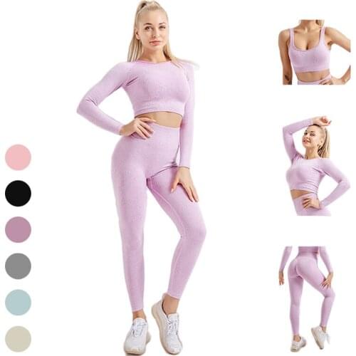 3pcs Yoga Suit For Women Seamless Fitness Sport Yoga Vest Long Sleeve Leggings Yoga Clothing Female Sport Gym Suits Wear Running